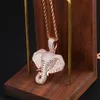 Haute Qualité Jaune Blanc Rose Plaqué Or Full CZ Éléphant Pendentif Colliers pour Hommes Bijoux Cadeau