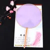 Latest Plain Colorful Transparent Silk Fan Women DIY Round Blank Hand Fans Beech wood Lengthen Handle Chinese Fan