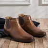 Botas Yomior Outono Inverno Inverno Genuíno Homens de Couro Vintage Trabalho de Negócios Formal Sapatos de Vestido de Alta Qualidade Mens