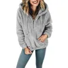 Женщины Sherpa Fleece Hoodie с капюшоном Пуловеры Толстовка с длинным рукавом на молнии Outwear карман толстовки Плюшевые стоять воротник пальто пуловер LJJA3116