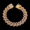 14k Goldwhite Gold Plated 14mm Hip Hop Full Iced Out Miami Cuban Link Chain Choker CZ Lab Diamond Armband för MEN5282867