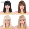 Aisi Queens Синтетические парики с челкой Прямой светло -светлый парик для чернокожих белых женщин с высокой температурой волокна