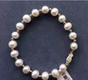 9-10mm South Sea White Pearl Bracelet 7.5-8inch 14k Gold Clasp Women's Beaded Hand Chain