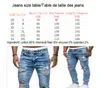 Jeans pour hommes Déchirés pour hommes Casual Blue Skinny Slim Fit Denim Pants Biker Hip Hop avec Sexy Holel