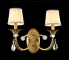 High-end LED-vägglampor Lampa Kopparkristallbelysning European American Royal Villa Hotell Balkong Korridor Aisle Lamp Myy