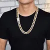 Herren-Halskette mit 20 mm schwerem Iced Zircon Miami Cuban Link, Choker, Bling Bling, Hip-Hop-Schmuck, goldfarbene Kette, 18