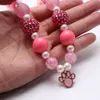 Filles bébé bijoux grosses perles collier avec rose mignon chien griffe pendentif réglable corde collier pour enfants cadeau d'anniversaire