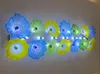 Flerfärgade blomsterplatta lampor Italiensk design Handblåst belysning Led Murano Glass Art Wall Sconce