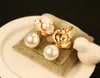 Fashion exquisite shell camellia pearl earrings jewelry luxury 18k gold plated hypoallergenic earrings temperament ladies earrings335D