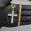 Collier de croix en pierre diamant brillant bijoux bijoux platine plaque plaque femme amant cadeau couple de bijoux religieux