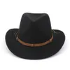 2019 Fashion Women Man Wool Felt Western Cowboy Hats Wide Brim Jazz Fedora Trilby Cap Panama Style Carnival Hat Floppy Cloche Cap5783894
