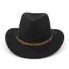 2019 moda Donna Uomo Feltro di lana Cappelli da cowboy occidentali Tesa larga Jazz Fedora Trilby Cap Panama Stile Carnevale Cappello Floppy Cloche Cap5783894