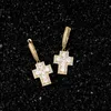 Placcato oro 18K Croce Grande dell'orecchio dell'orecchino di clip micro pavimentato ghiacciato fuori CZ Charm Orecchini Mens