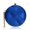 Women's Round Satin Evening Clutch Bags Tassel Pendant Silk Purse Evening Handbags for Formal Party Bridal Wedding