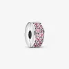 100% 925 Sterling Silver Pink Pave Clip Charms Fit Original European Charm Bransoletka Moda Wedding Engagement Biżuteria Akcesoria dla kobiet