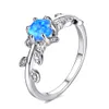 5 st lot Mother Gift Full Blue Fire Opal Gems 925 Sterling Silver for Women Ring Ryssland American Bröllop Ring Smycken Present