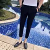 Mens Suit Pants Spring and Summer Boutique Fashion Solid Color Casual Business Pants Men Slim Casual Ankle Length Pants279B