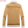 Jaycosin 1 pc inverno masculino e outono anti veludo jaqueta masculina moda tendência cordeiro poliéster fibra de fibra marrom casaco z1122