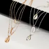 Groothandel-Bohemian Multilayer Shell Hanger Ketting Vrouwen Eenvoudige Mode Goud Zilver Kleur Strand Shell Ketting Sieraden