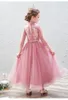 Fall Winter Long Sleeve High Collar Flower Girl Dresses 2020 Hand Made Flowers Beads Lace Applique Girl Pageant Dress Toddler Party Gowns