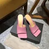 Novo design 2020 sandália de dedo Praça de salto alto sandália mulheres ESTIRAMENTO SANDÁLIAS designer de moda de luxo vestido sapatos chinelo de couro