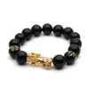 Nachahmung Schwarz Achat Perlen Stränge Für Frauen Und Männer Armband Gold Mythische Wilde Tier Buddhismus 20 teile/los