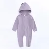 Baby Rompers 2 цвета милые диноза детские наряды с длинным рукавом мальчик девушка с капюшоном находящиеся с капюшоном.