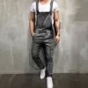 Мода Мужчина рваных джинсов Комбинезоны Привет Street Проблемных Denim Bib Комбинезоны Люди SUSPENDER Брюки Тонких Прямые комбинезоны