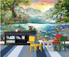 WDBH 3d papier peint photo personnalisée Coloré Océan Dolphin Land Tiger Forest Park salon décor à la maison 3d peintures murales papier peint pour les murs 3 d