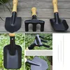 3 pièces Mini ensemble d'outils de jardin à main plante jardinage pelle bêche râteau truelle manche en bois tête en métal