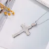 New 925 Silver Exquisite Bible Jesus Cross Pendant Necklace for women men Crucifix Charm Simulated Platinum Diamond Jewelry