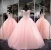 2019 Beaking Sequines Стразы розовые Quinceanera платья бальное платье из бисера сладкое 16 лет PROM PROME PROMENT VESTIDOS DE 15 ANOS QC1376