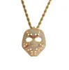 Hiphop Persoonlijkheid retro masker Hanger Ketting voor mannen vrouwen luxe ketting sieraden vergulde koperen zirkonen chain7721958