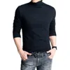 Merk Heren Elastische T-shirt Effen Turtle Neck Lange Mouw T-shirt Mannen Slanke Fit Zomer Casual Man T-shirts Plus Size S-3XL