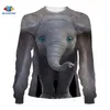 3D animal elefante Hoodies Imprimir camisola mulheres dos homens Zip Hoodie Funny Face Sueter de manga comprida Harajuku Zipper