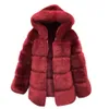 Plus Size Solid Dames Faux Mink Winter Hooded New Faux Bontjas Warm Dikke Bovenkleding Jas Dames Winter Warme Jas