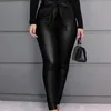 Novo 2020 Black Inverno PU Calças de couro Mulheres Cintura alta Skinny Push Up Leggings Sexy Calças elásticas Estique mais Jeggings de tamanho