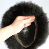 8 мм волна афро вьющиеся мужские парики полностью кружевные человеческие волосы парик для чернокожих мужчин система замены глубокие вьющиеся волосы Remy для мужчин плетение блок La1169600