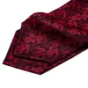 Envío rápido Ascot Classic Black Black Red Paisley Cravat Vintage Ascot Handkerchief Gufflinks Cravat Set para el banquete de boda para hombre AS-0028