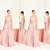 Zuhair Murad Rose Robes De Soirée Jewel Cou Une Ligne Haut Côté Split Robe De Bal Perlée Appliques Robes De Cocktail Robes De Novia