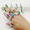 Fashion Newest 30Pieces/lot Natural GemStone band Rings Mix Style Pine Stone size 18cm-22mm fit Women's Men's Party Jewelry charm Turquoise Gifts