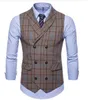 Waistcoat Men Vest Retro Dubbelbröst Slim Fit Passar Vest Yelek Colete Masculino Gilet Män 2019 Plus Storlek 4XL