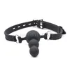 Bondage Body Safe Silicone Mouth Gag Bead Adjustable Leather Belt Strap Couple Game Fun B901