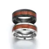 Stainless Steel Wood Grain ring Band engagement rings for women men hip hop jewelry drop ship