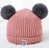 Autunno inverno Cappelli da festa per bambini cappello lavorato a maglia a doppia sfera per ragazzi e ragazze coreani cappello di lana standard per bambini cappello caldo per bambini