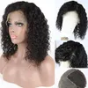 HD-kant Pruiken Humane Braziliaanse Virgin Haar Krullend 360 Frontale Pre Geplukt voor vrouwen Natuurlijke kleur 12 inch