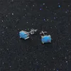 Ohrstecker aus 100 % 925er-Sterlingsilber, modisch, 4 mm, oval, blauer Feueropal, edler Schmuck für Damen