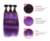 VMAe Brasilian Remy Virgin Hair Extension Straight Human Hair Weaves 3pcs Weft Två Mix Ombre Färg Lila Blå Grön Buntar Grade 11a