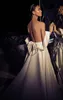 2022 Country Wedding Dresses A Line V Neck Off The Shoulder Side Split Vestidos De Novia Satin Sweep Train Bridal Gowns B0810