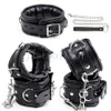 Bondage PU Leather Stuffed Hand Cuffs Ankle Cuffs Neck Collar Set Bdsm Restraint Limit A45